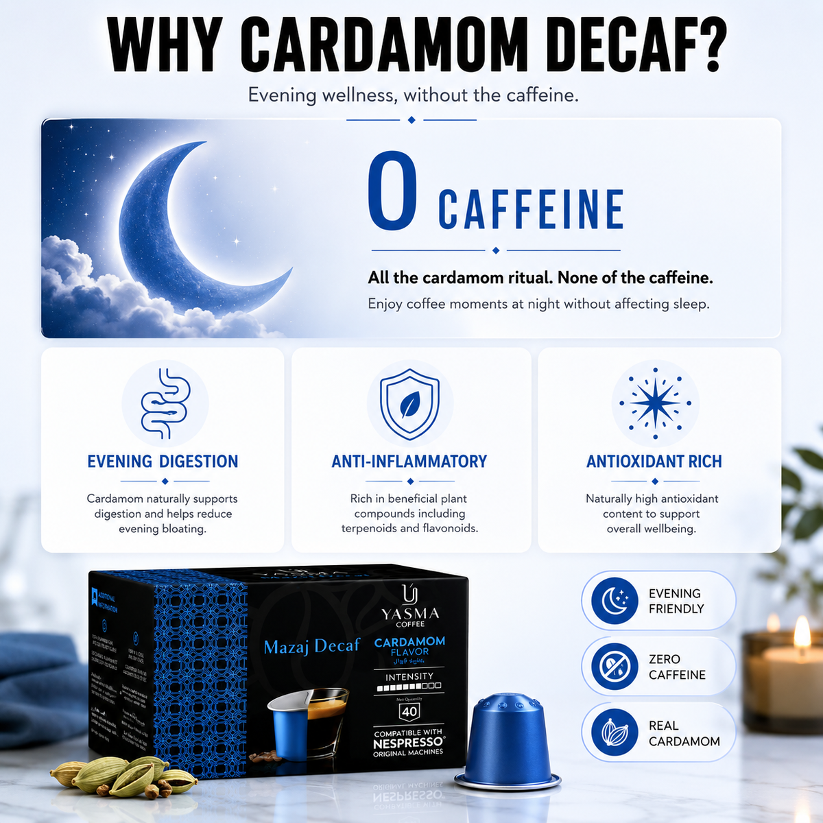 Mazaj Decaf — Cardamom Coffee Capsules