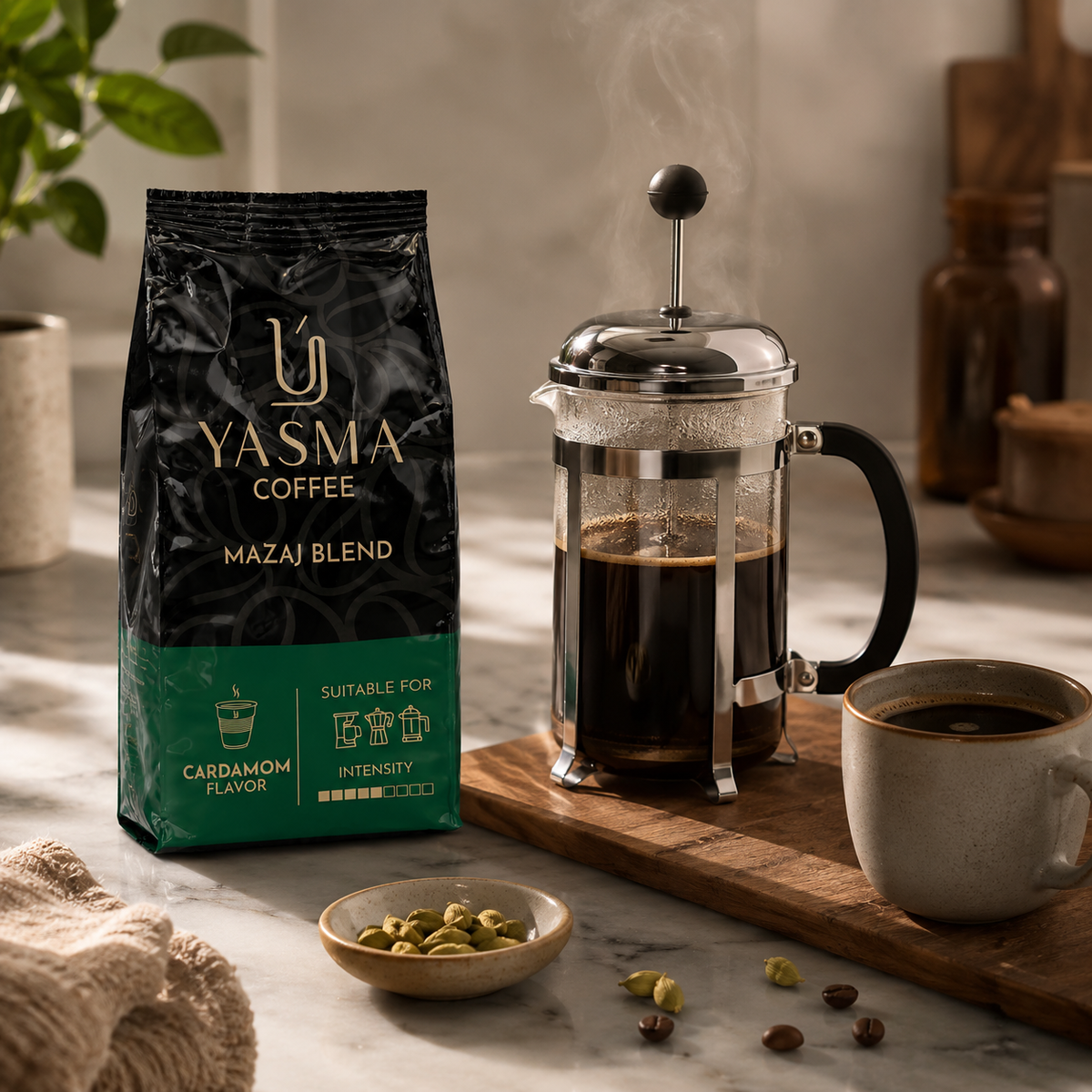 Mazaj Blend Ground Coffee - Cardamom-Infused