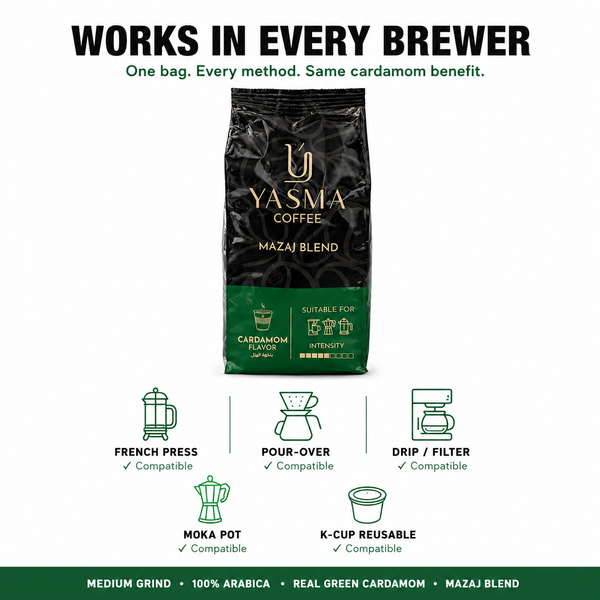Mazaj Blend Ground Coffee - Cardamom-Infused