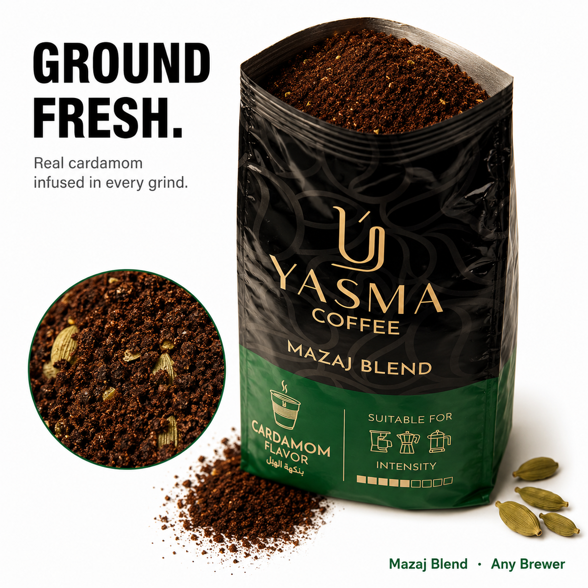 Mazaj Blend Ground Coffee - Cardamom-Infused